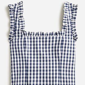 J. Crew Ruffle-trim stretch cotton poplin top in gingham